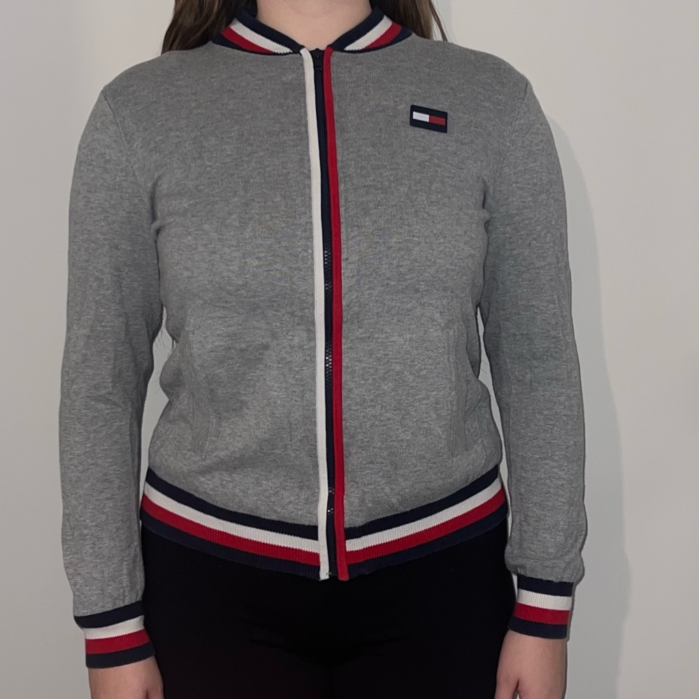 Grey Tommy Hilfiger zip up sweatshirt